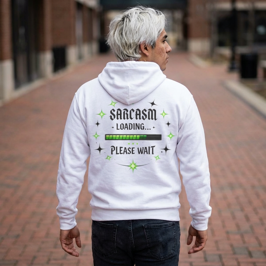 Sarcasm Loading Hoodie — "Sarcasm Loading... Please Wait" Graphic Fleece Hoodie